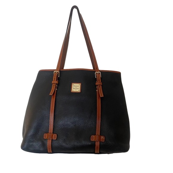 Dooney & Bourke Black Pebble Leather Expandable Tote - Picture 2 of 16